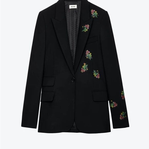 Zadig & Voltaire Venus Diamanté Flower Black Woman’s Blazer. FR 34/US 2. - Picture 6 of 13